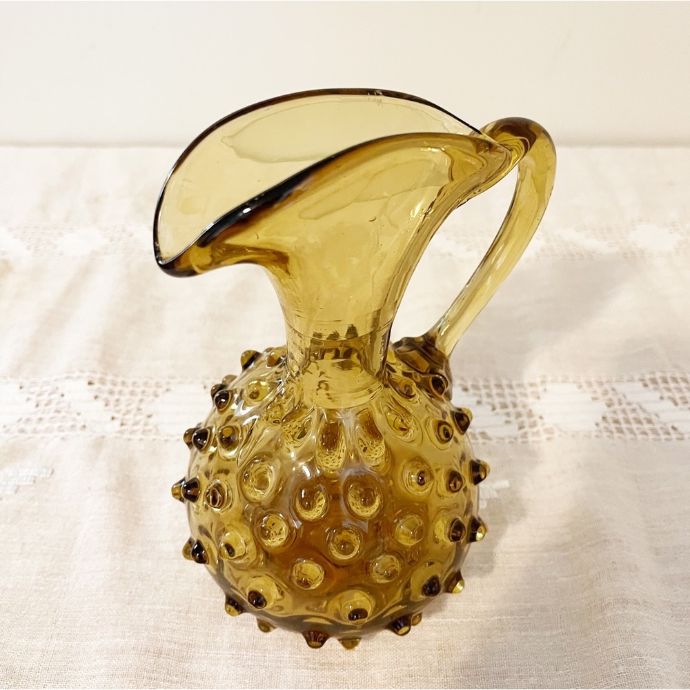 VTG | Empoli | Italian Handblown Art Glass Hobnail Pitcher - Picture 6 of 13